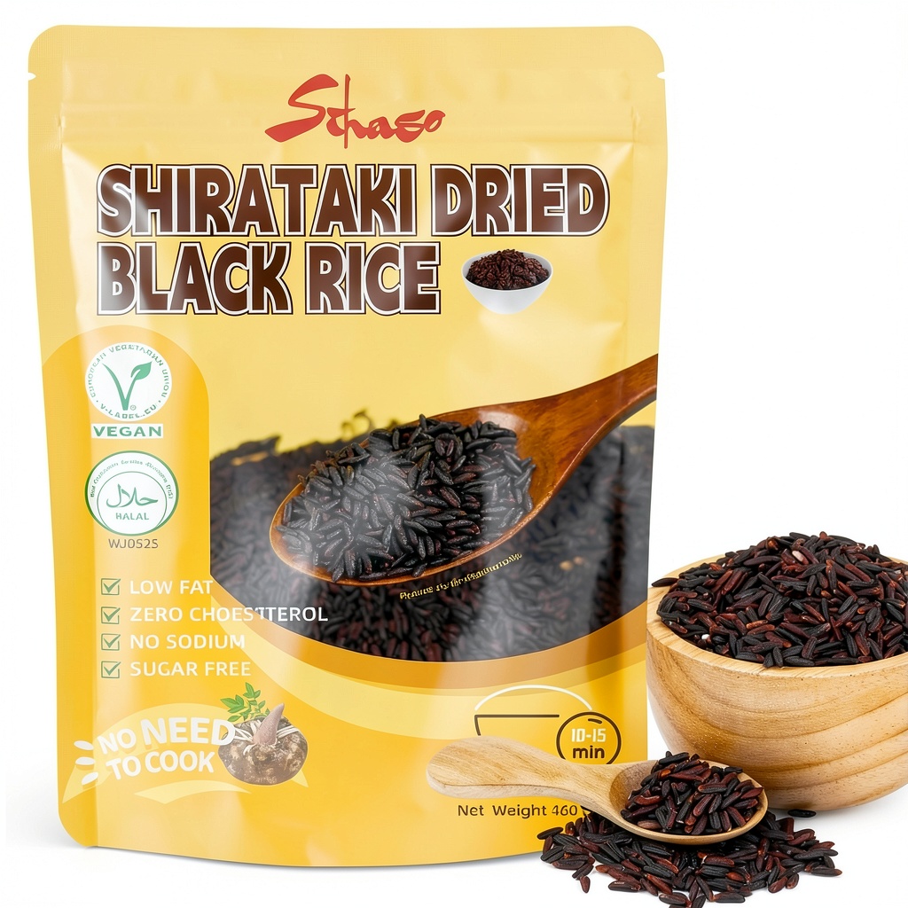 Shirataki Black Rice prepared in a bowl with vegetables