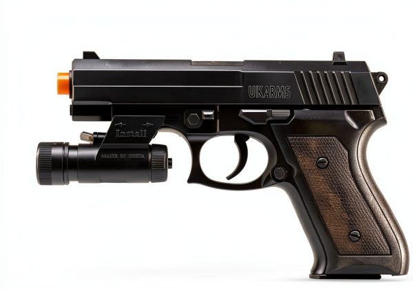 UKARMS Airsoft Pistol with Flashlight Black ABS Plastic 6mm 10 Round-4