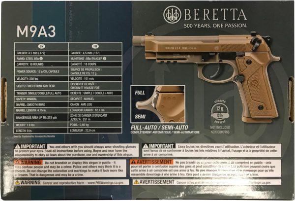 Umarex Beretta M9A3 Air Pistol 18‑Shot .177 CO2 Blowback Tan-7