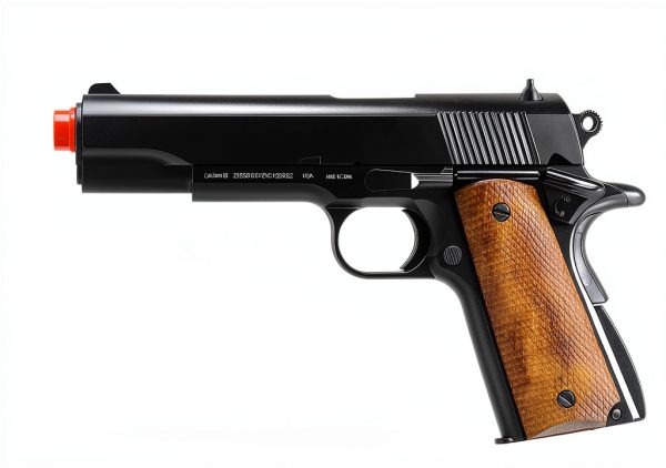 GoldenBall Airsoft Pistol V14 Black Tan Grip 12‑Round Spring‑Piston-4