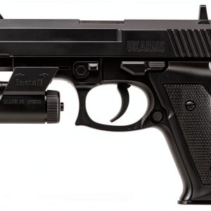 UKARMS Airsoft Pistol with Flashlight Black ABS Plastic 6mm 10 Round-0