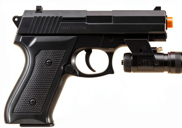 UKARMS Airsoft Pistol with Flashlight Black ABS Plastic 6mm 10 Round-1