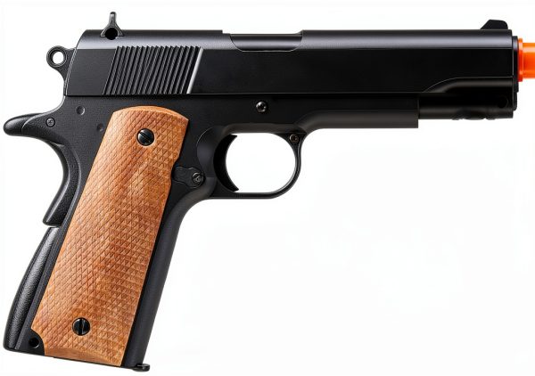GoldenBall Airsoft Pistol V14 Black Tan Grip 12‑Round Spring‑Piston-1