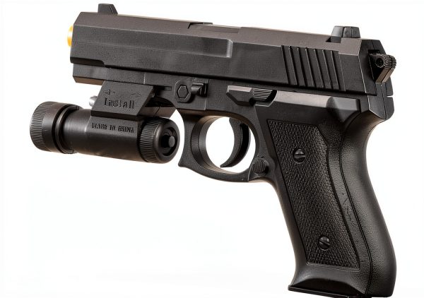 UKARMS Airsoft Pistol with Flashlight Black ABS Plastic 6mm 10 Round-2