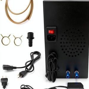 Aquarium Chiller, 200W Water Cooler Temperature Regulator, 110V ±58–230℉ Water Cooling Unit with 2m Temperature Control Probe Line for 15.85Gal Fish Tanks Freshwater Marine Reef-0