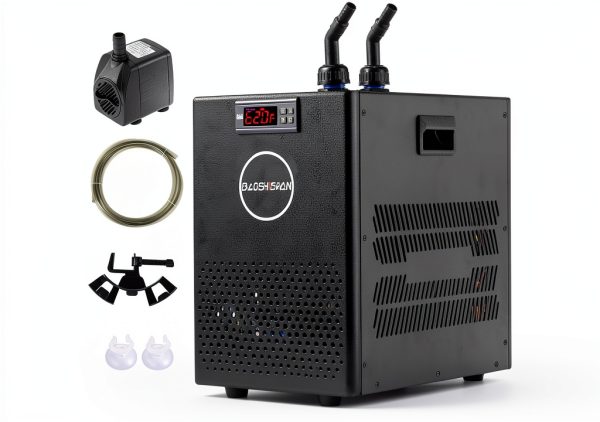 BAOSHISHAN Aquarium Chiller 26gal 1/13 HP Fish Tank Chiller Water Chiller for Aquarium with Pipe Clamp Suction Cup Compressor Refrigeration Quiet Chiller for Axolotl Coral Jellyfish-0