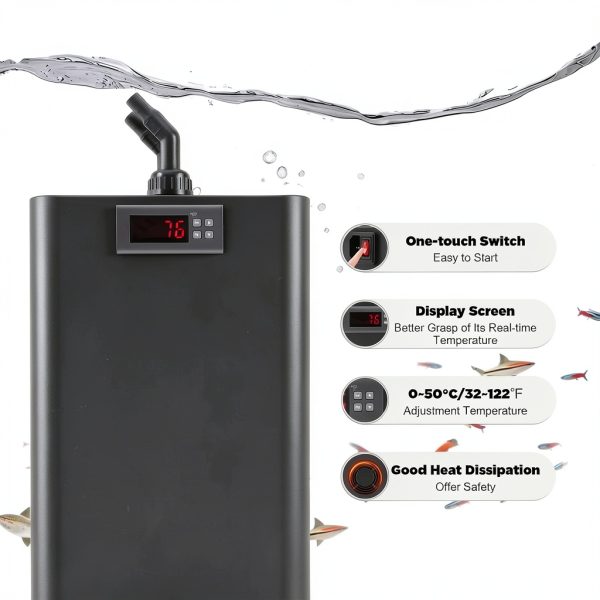 Aquarium Chiller Fish Tank Water Chiller Machine 42 Gal 1/10 HP Water Cooler Hydroponic Cooling System with Quiet Refrigeration Compressor for Water Weeds Axolotl Jellyfish Coral Shrimp-4