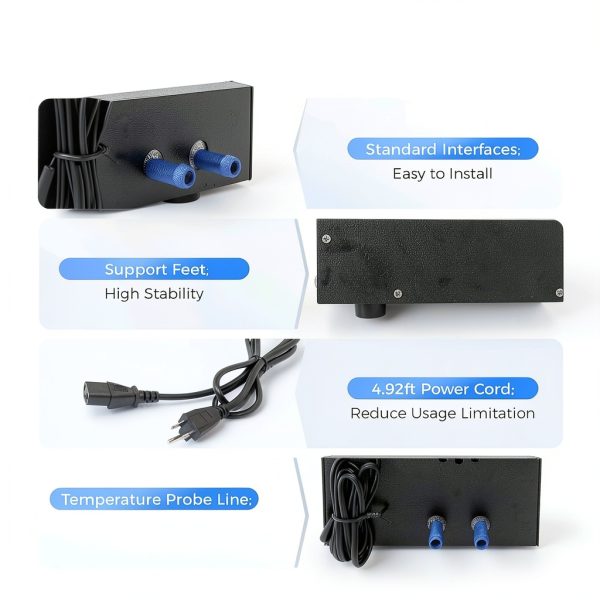 Aquarium Chiller, 200W Water Cooler Temperature Regulator, 110V ±58–230℉ Water Cooling Unit with 2m Temperature Control Probe Line for 15.85Gal Fish Tanks Freshwater Marine Reef-7