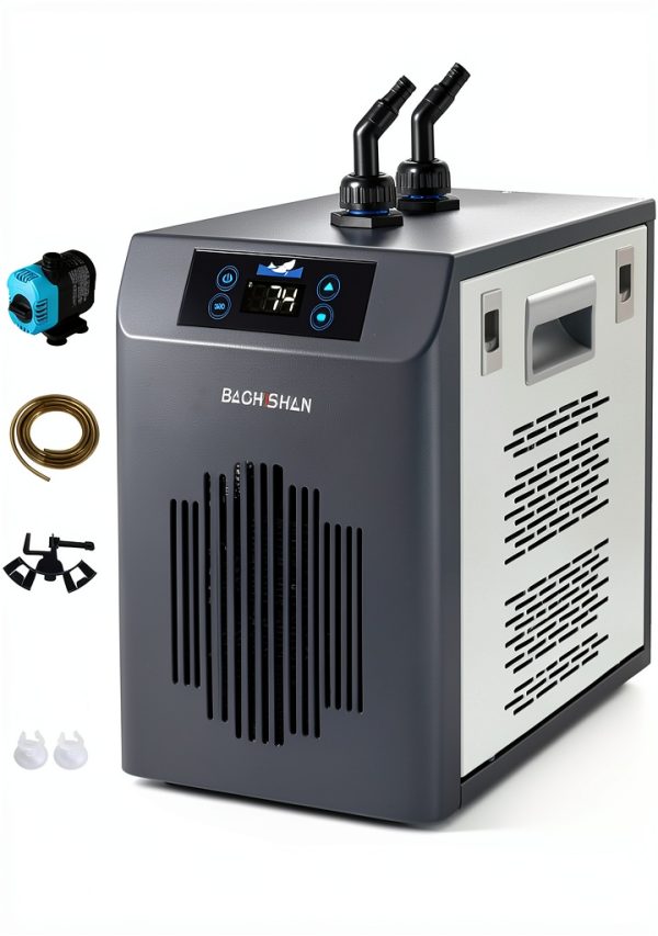 BAOSHISHAN Aquarium Chiller, [2024 Upgrade] 42gal 1/10 HP Water Cooler Fish Tank, Quiet Refrigeration Compressor Touch Screen Aquarium Cooler for Hydroponics Axolotl Coral Crystal Shrimp-0