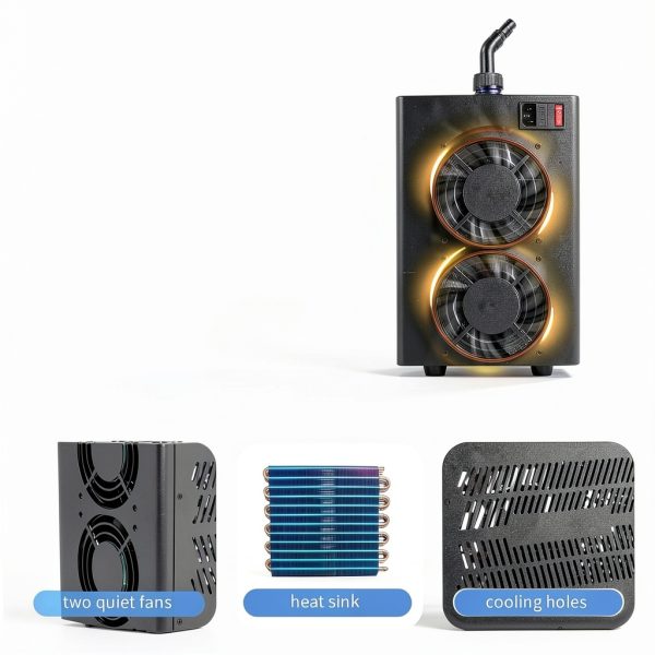 Aquarium Chiller Poafamx 26gal Black Stainless Steel 1/13 HP Cooler-2