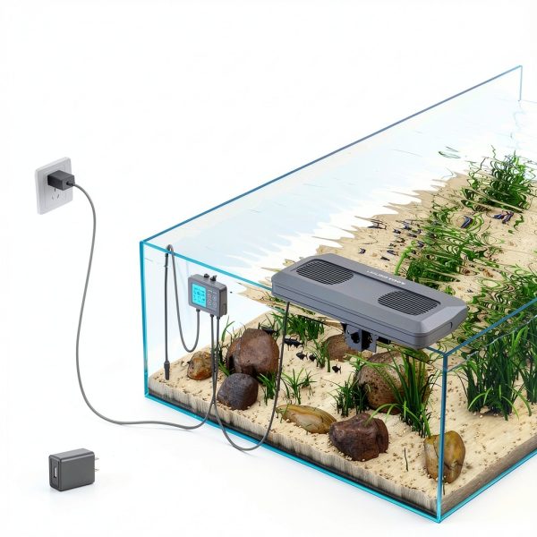 Aquarium Chiller Fan AQUASMITH 3‑Speed Quiet Cooler for Axolotl Tanks-1